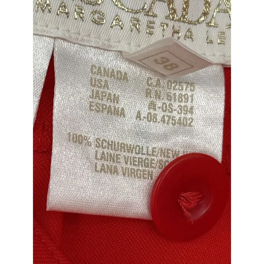 Vintage Escada Margaretha Ley Pants Pleated Front Red Wool Size 38 US 8